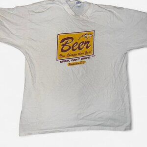Vintage Funny Y2k T Shirt Size XL White Humor Beer Tee